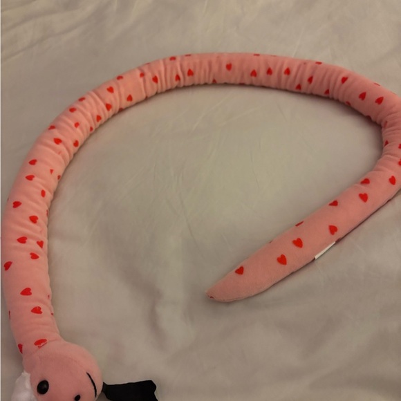 Plush Pink Snake with Hearts - Picture 1 of 2